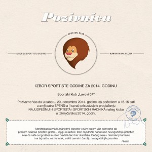 Pozivnica za izbor sportiste 2014. godine